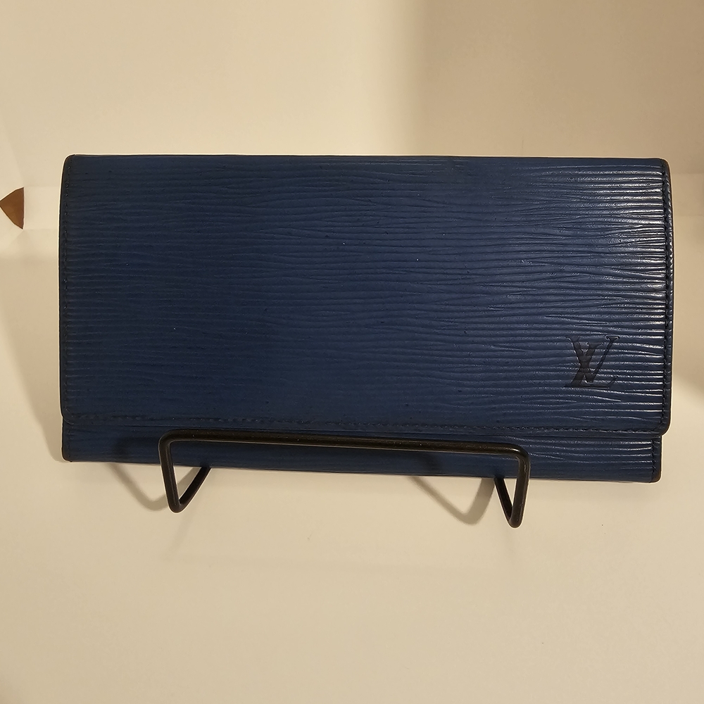 Louis Vuitton Long Blue Epi Foldover Wallet
